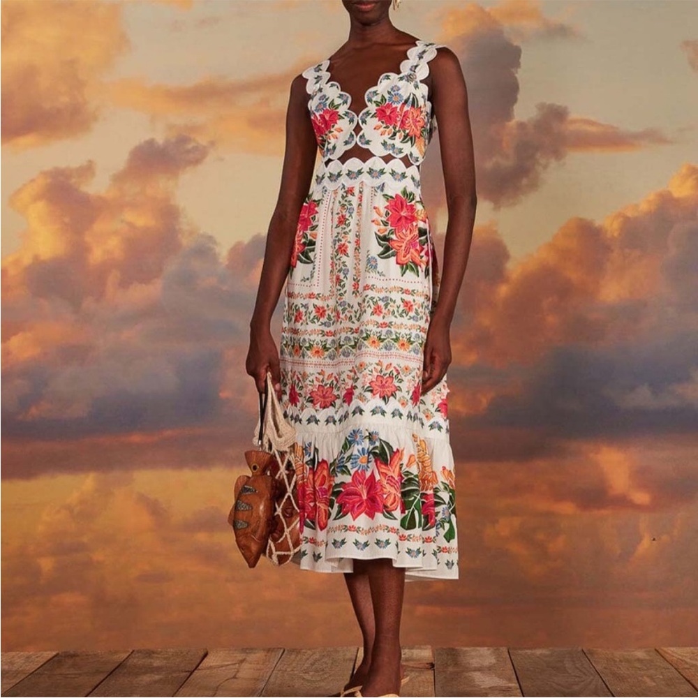 FARM Rio Off-White Bloom Garden  Maxi Dress